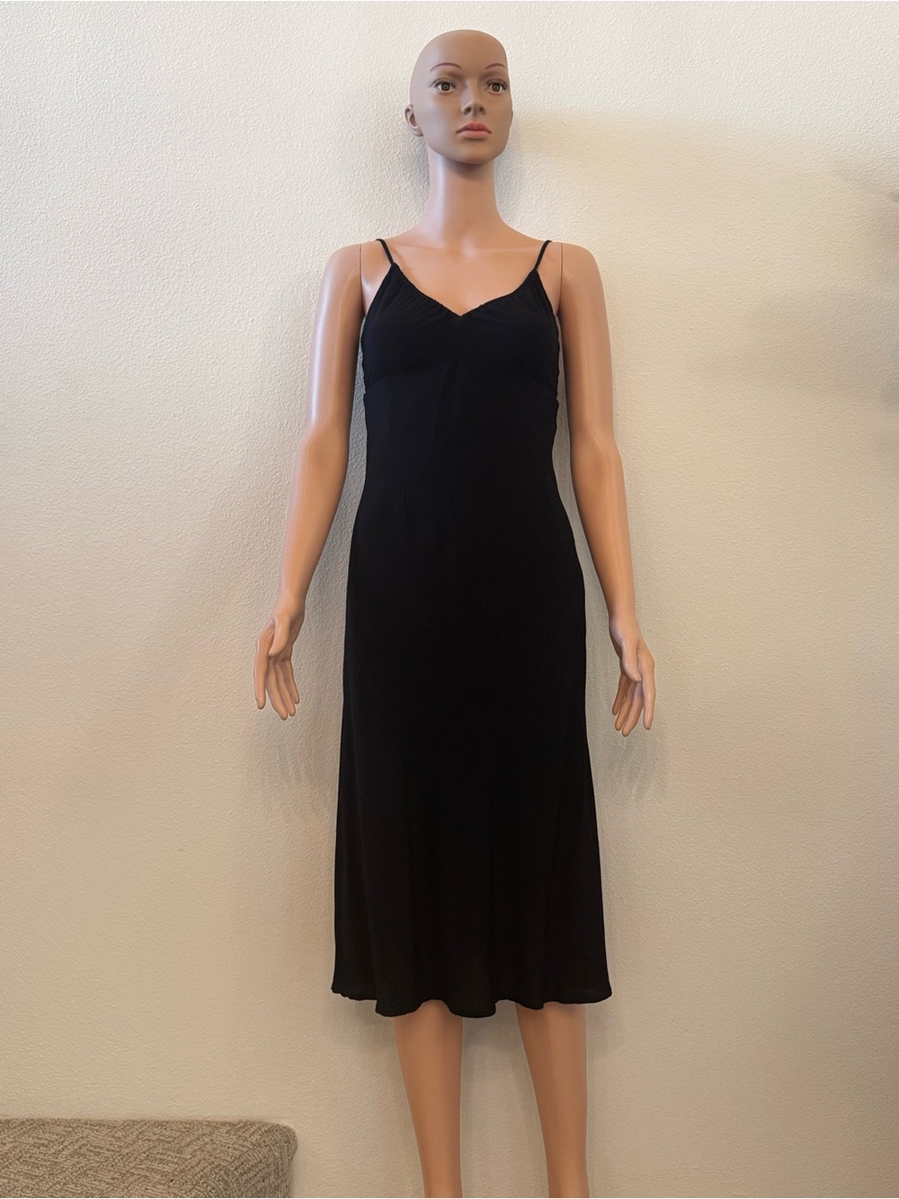 Classic Black Slip Dress - Sleek V-Neck Women’s Dress